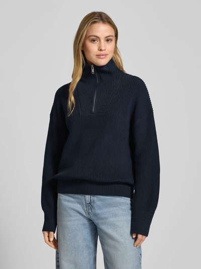 Jake*s Casual Strickpullover mit Troyer-Kragen Dunkelblau 4