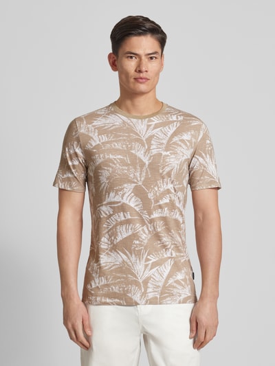 Lindbergh T-Shirt mit Allover-Muster Modell 'Slub' Sand 4