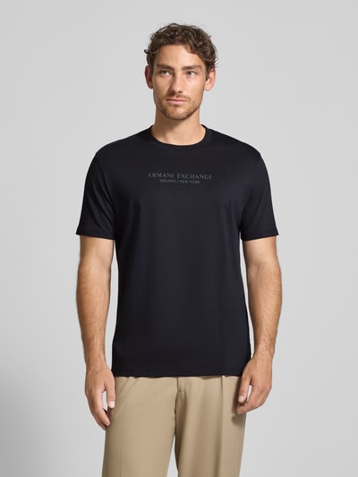 ARMANI EXCHANGE T-shirt z nadrukiem z logo Granatowy 4