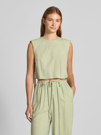 LeGer by Lena Gercke Crop Top aus Viskose-Leinen-Mix mit seitlicher Schnürung Schilf 4