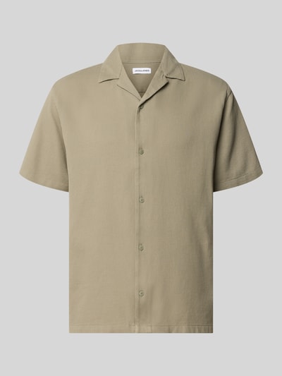 Produktfoto, Regular Fit Freizeithemd mit Strukturmuster Modell 'Global' von Jack & Jones z bawełny, kołnierz z połami, krótki rękaw, listwa guzikowa