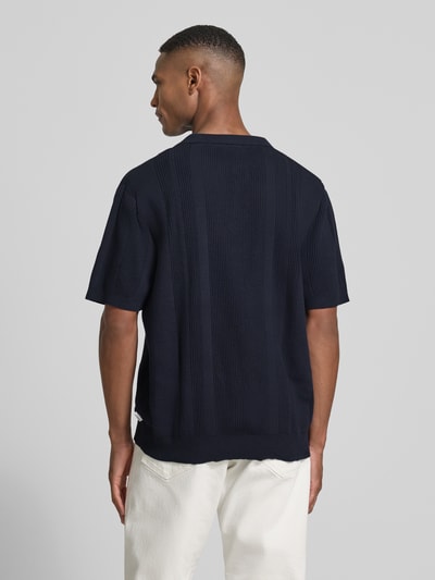 Lindbergh Oversized poloshirt met V-hals Donkerblauw - 5