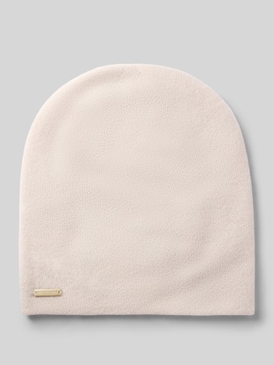 Productfoto, Doppelt gestrickte Beanie aus reinem Kaschmir van Seeberger in lichtbeige, tricotlook, Labeldetail in metallic, dames beanie