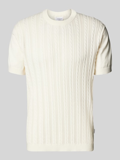 Lindbergh T-Shirt in Strick-Optik mit Zopfmuster Offwhite 2