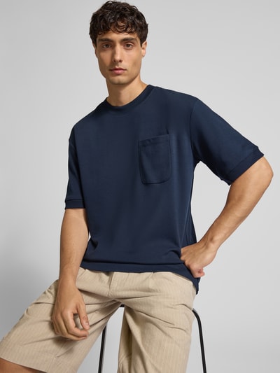 Lindbergh Oversized Sweatshirt mit Brusttasche Dunkelblau 3