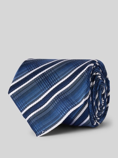 Monti Zijden stropdas met all-over print (7 cm) Marineblauw - 1