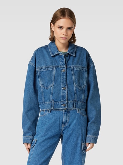 Noisy May Cropped Jeansjacke mit aufgesetzten Brusttaschen Modell 'RONJA' Jeansblau 4