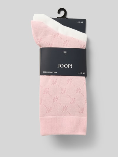 Produktfoto, Socken aus Baumwoll-Mix im 2er-Pack von JOOP! Collection, Mieszanka bawełny, elastyczne ściągacze, detal z logo, zestaw 2 szt., różowe i białe kolory, gładka faktura