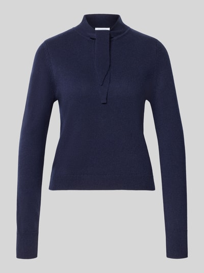 Produktfoto, Regular Fit Pullover aus Woll-Mix mit Kaschmir-Anteil von Rich & Royal, dunkelblau, Strick-Optik, Stehkragen, Damen Pullover