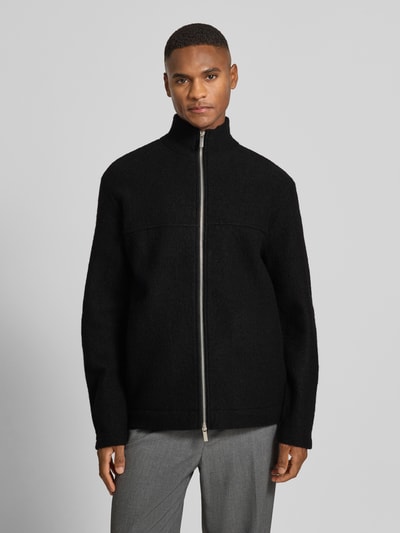 SELECTED HOMME Regular fit cardigan van zuivere wollen bouclé, model 'NEALY' Zwart - 4