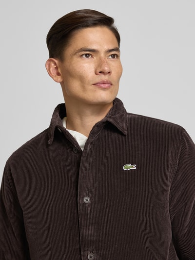 Lacoste Oversized overhemdjack in ribcordlook Donkerbruin - 3