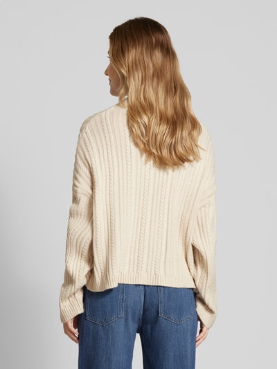 ICHI Strickpullover mit Zopfmuster Modell 'MYLLE' Offwhite 5