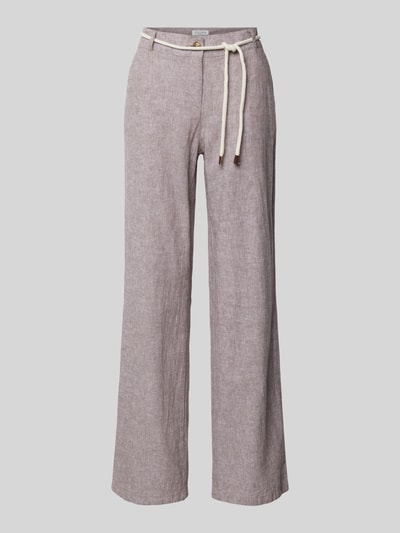 Christian Berg Woman Stoffhose aus Leinen-Mix mit Bindegürtel Camel Melange 2