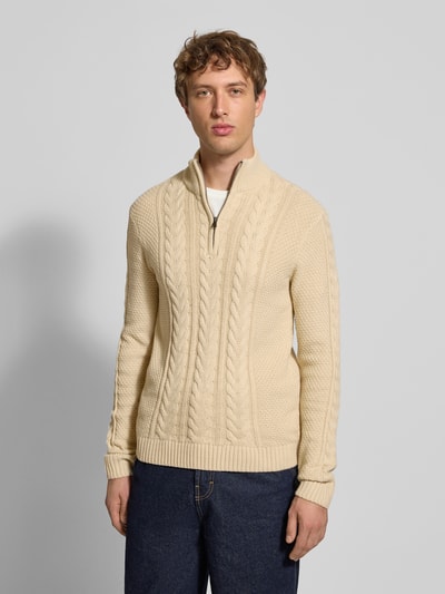 Blend Strickpullover mit Reißverschluss Modell 'BASIM' Offwhite 4