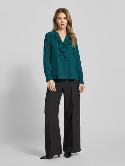 comma Regular fit blouse met volants, model 'PROTECT' Petrol - 1