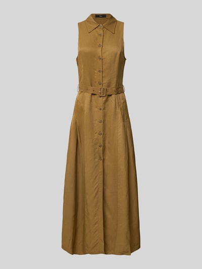 Mango Taillierter Maxikleid aus Viskose-Leinen-Mix Modell 'MOSQUITO' Oliv 2