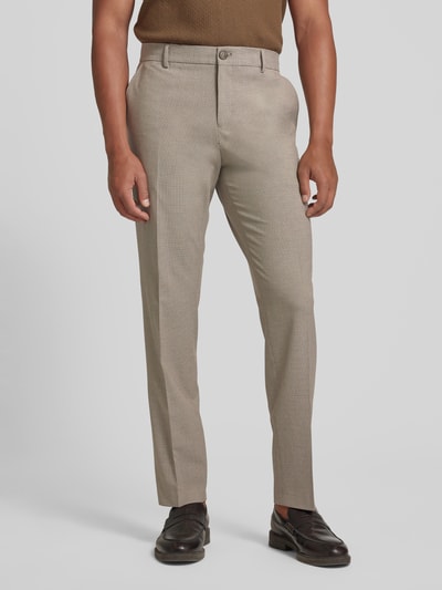 SELECTED HOMME Spodnie do garnituru o kroju slim fit ze wzorem w pepitkę model ‘LIAM’ Średniobrązowy 4