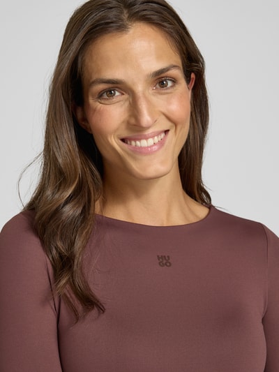 HUGO Slim Fit Langarmshirt aus Stretch Jersey Modell 'DASIIA' Schoko 3