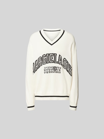 MM6 Maison Margiela Oversized Pullover mit V-Ausschnitt Offwhite 2