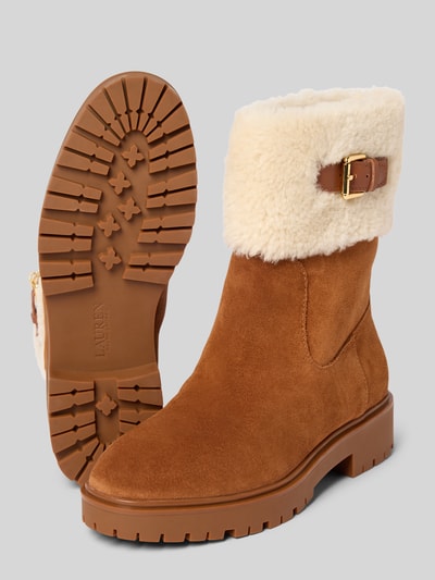 Lauren Ralph Lauren Buty skórzane z wyściółką ze sztucznego kożuszka model ‘ALLYSON’ Koniakowy 4