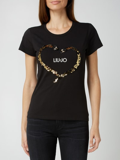 Liu Jo White T-shirt z nadrukiem z logo Czarny 4