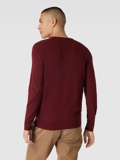 Gant Gebreide pullover van lamswolmix met V-hals Bordeaux - 5