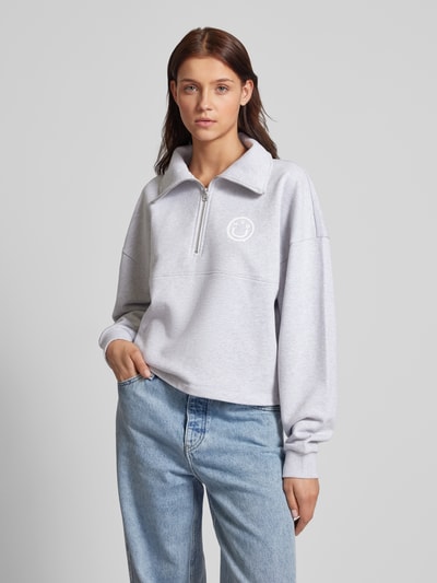 Hugo Blue Sweatshirt met opstaande kraag, model 'Dahanna' Lichtgrijs - 4