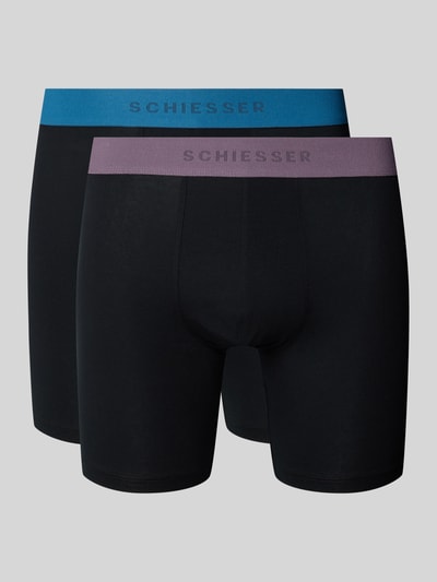 Schiesser Boxershort met elastische logoband in een set van 2 stuks Zwart - 1