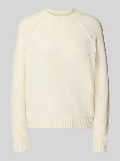 Produktfoto, Pullover mit gerippten Bündchen von S.OLIVER CASUAL in unifarbenem Creme, Strickoptik, Rundhals, Baumwollmix