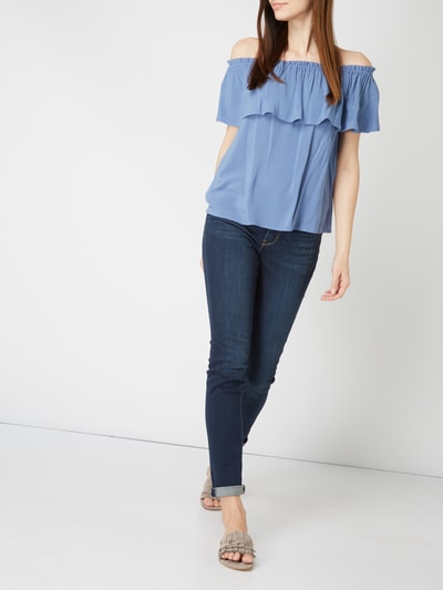 Jake*s Casual Off Shoulder Blusenshirt mit Volantbesatz Blau 1