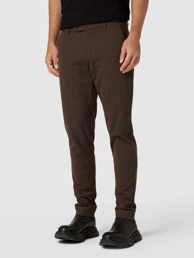 Jack & Jones Slim fit pantalon in gemêleerde look, model 'MARCO' Middenbruin - 4