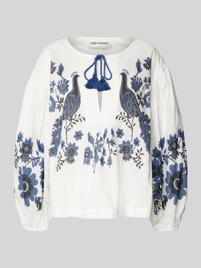 LOLLYS LAUNDRY Regular Fit Bluse mit Puffärmeln Modell 'Askar' Offwhite 2