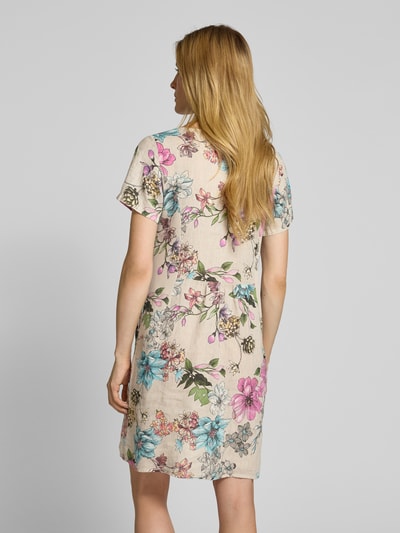 ZABAIONE Knielanges Leinenkleid mit Rundhalsausschnitt Beige 5