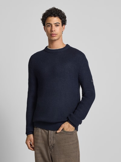 Jack & Jones Strickpullover mit gerippten Abschlüssen Modell 'LINK' Marine 4
