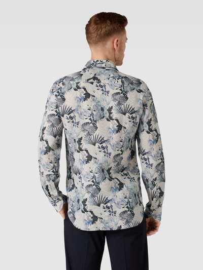 Baldessarini Slim Fit Leinenhemd mit floralem Allover-Print Modell 'Hugh' Bleu 5
