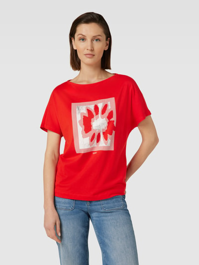 Esprit T-shirt met motief- en labelprint Rood - 4