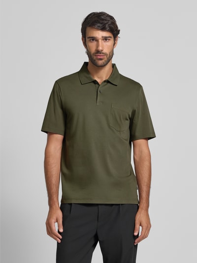 MAERZ Muenchen Slim fit poloshirt met borstzak Olijfgroen - 4