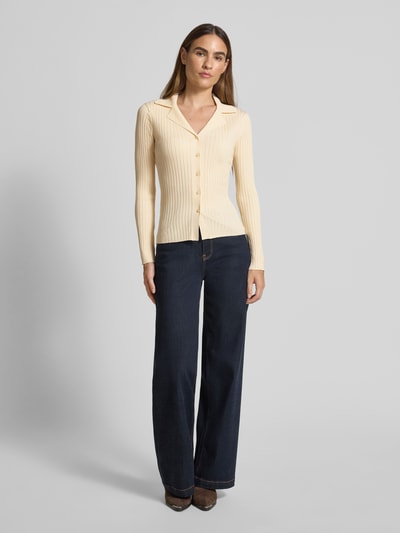 Mango Strickjacke mit Feinripp Modell 'LATTE' Beige 1