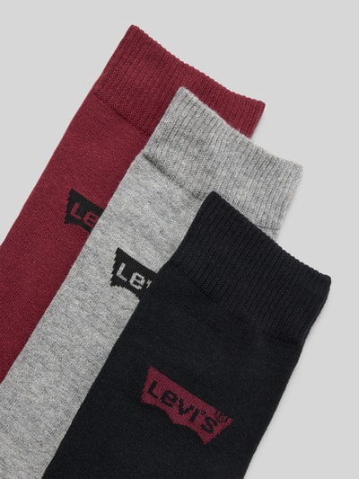 Levi's® Sokken met logostitching in een set van 3 paar, model 'Regular' Bordeaux - 2