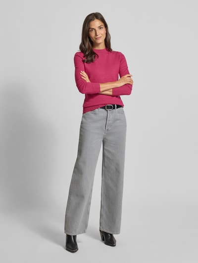 Christian Berg Woman Sweter z dzianiny z mieszanki wiskozy z okrągłym dekoltem Fuksjowy 1