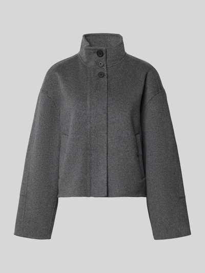 Produktfoto, Jacke aus Woll-Mix mit Stehkragen Modell 'Varielle' von someday, szary kolor, prosty krój regular fit, kaszmir, przycisk z przodu, szerokość w rozmiarze 36: 70 cm, długość tyłu: 57 cm, długość rękawa: 55 cm