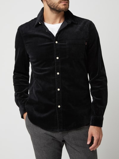REVIEW Slim Fit Cordhemd mit Stretch-Anteil Schwarz 4