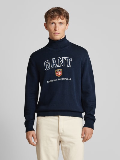 Gant Strickpullover mit Label-Stitching Marine 4