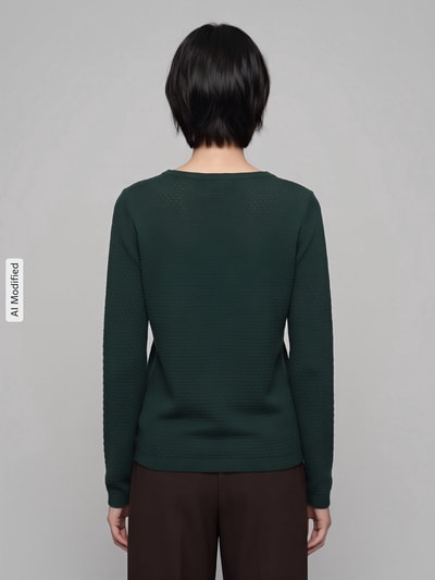 VERO MODA Regular fit pullover van puur katoen model 'CARE' Donkergroen - 5