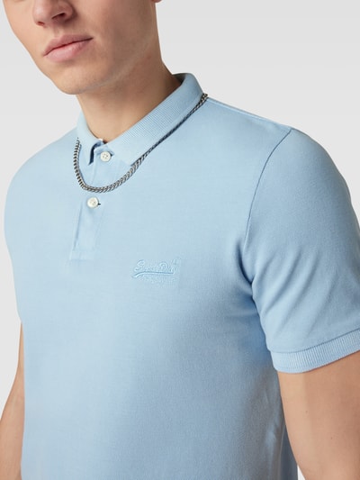 Superdry Poloshirt met logostitching, model 'VINT DESTROY' Lichtblauw gemêleerd - 3