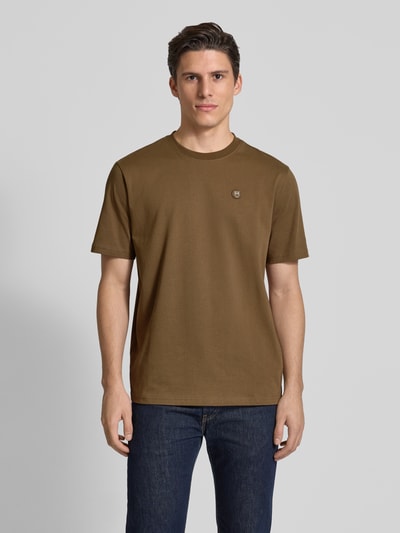 Knowledge Cotton Apparel T-Shirt mit Label-Patch Cognac 4