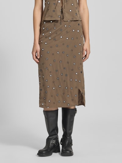 WEEKDAY Wickelrock mit Stitchings Modell 'Salem' Mittelbraun 4