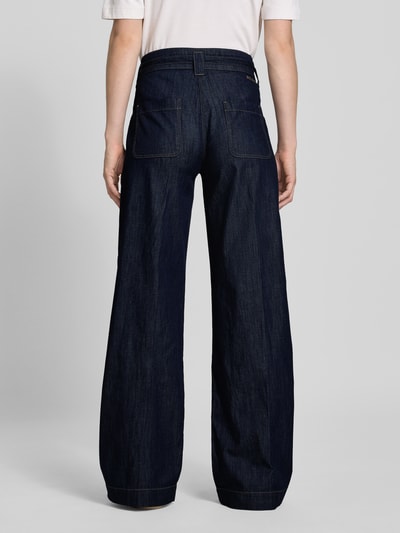 MAC Jeansy z szeroką nogawką i wiązanym paskiem model ‘Sienna’ Ciemnoniebieski 5