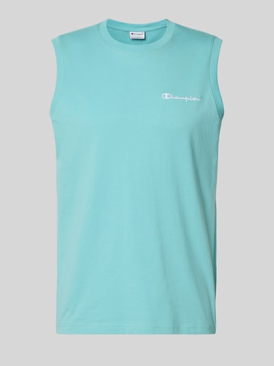 Produktfoto, Top mit Label-Stitching und Rundhalsausschnitt von CHAMPION in Türkis, Reine Baumwolle, Regular-Fit, Rückenlänge 67 cm, Größe M