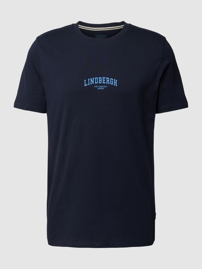 Lindbergh T-shirt z nadrukiem z logo i okrągłym dekoltem Granatowy 2